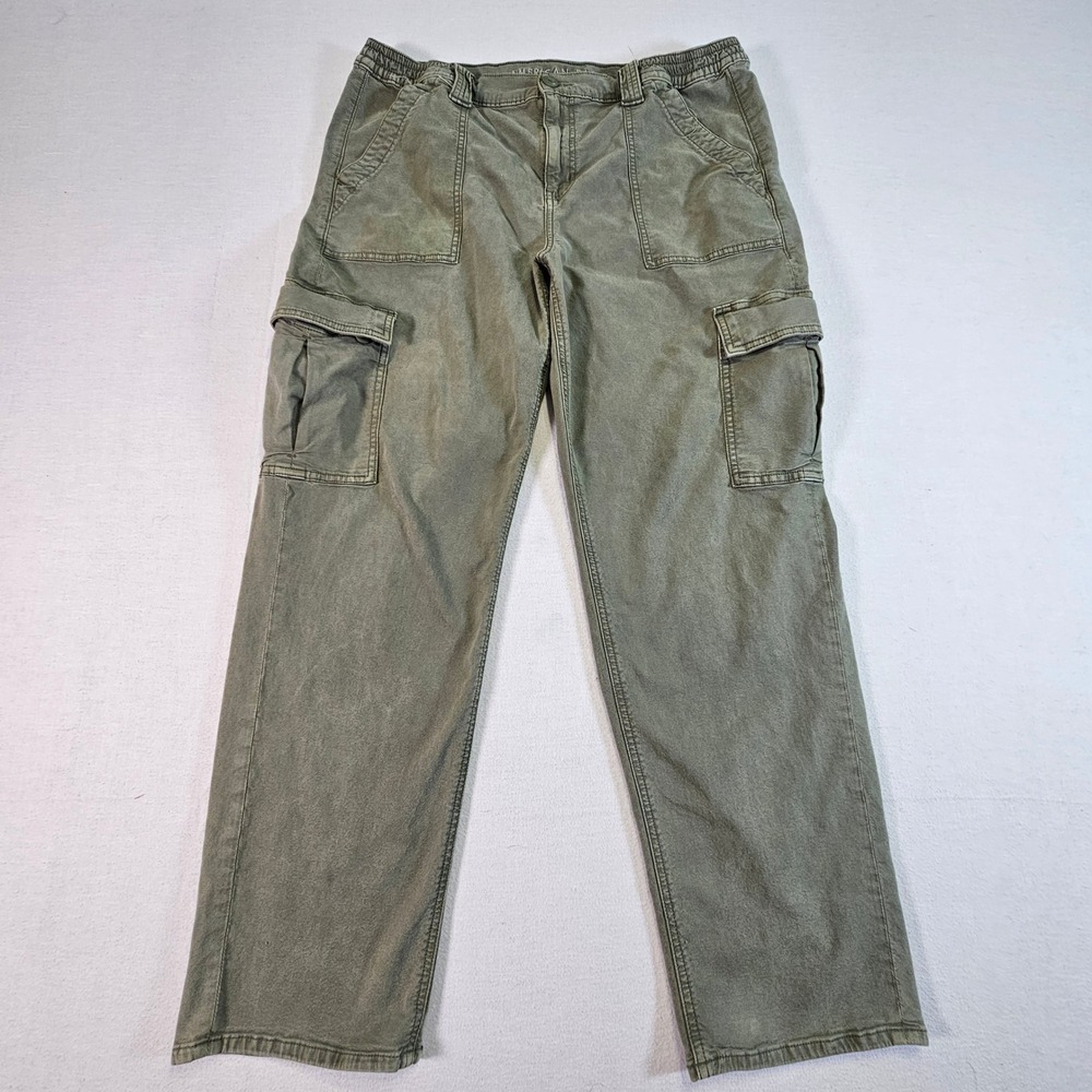American Eagle Stretch Cargo Pants Olive Green Straight Leg Utility Mens‎ 16 Reg
